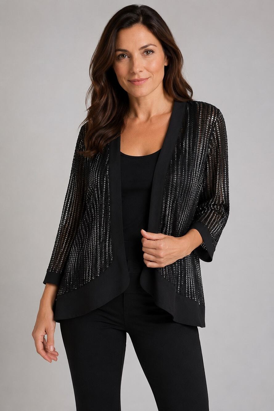Michael Tyler Black Open Mesh Cardigan Black Gray XL